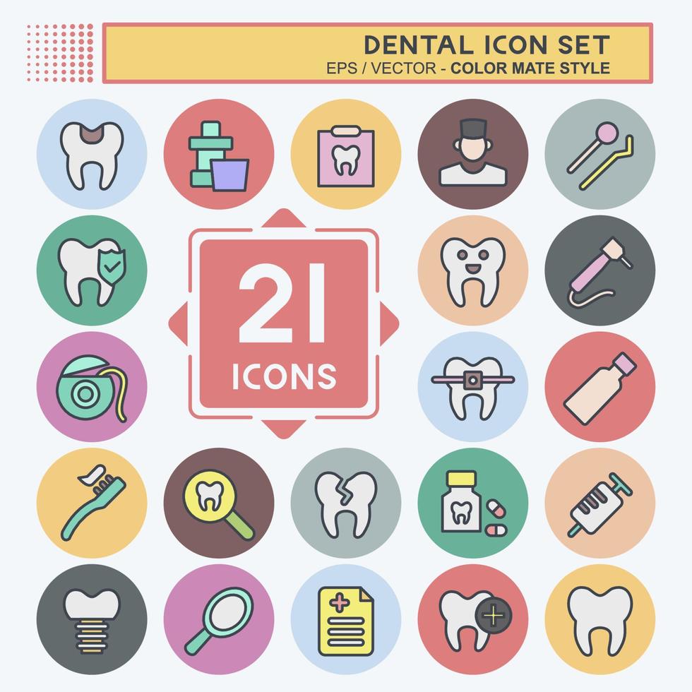 conjunto de iconos dentales. adecuado para el símbolo de la medicina. estilo compañero de color. diseño simple editable. vector de plantilla de diseño. ilustración sencilla