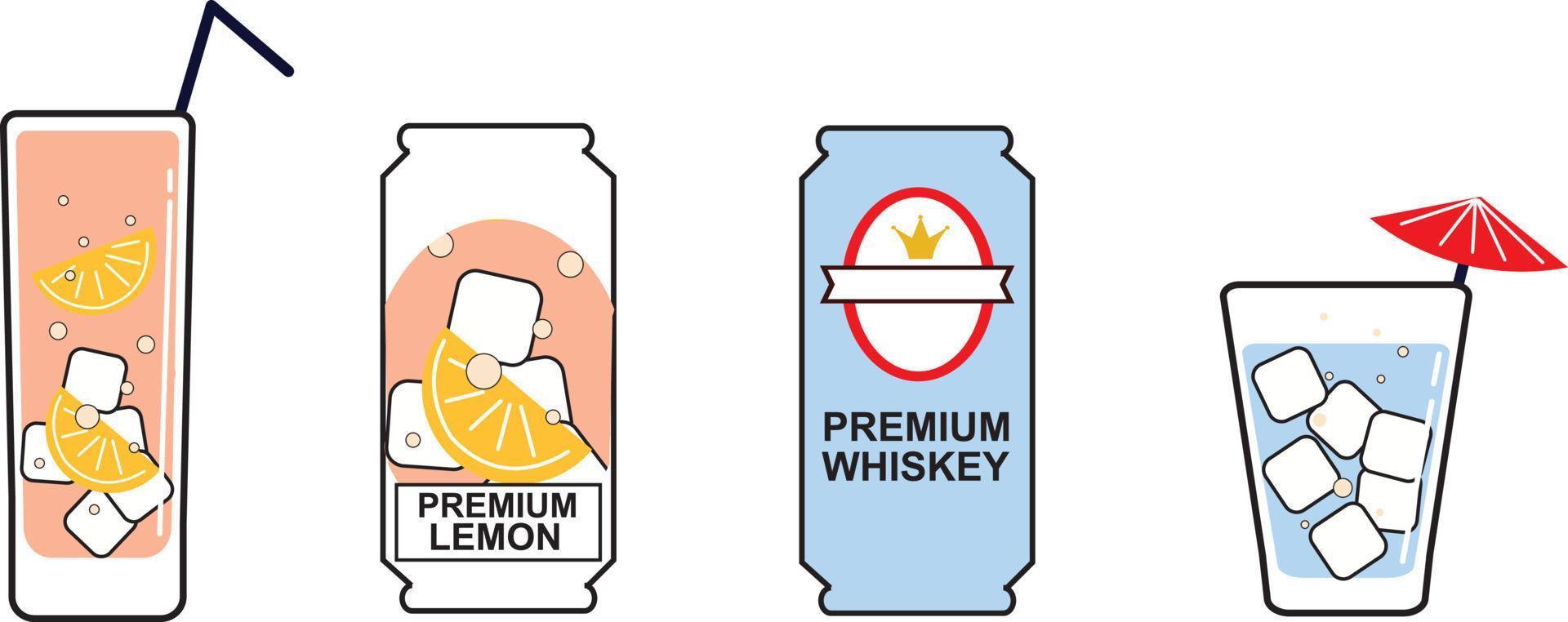 Vector design illustration icon color of liquor, highball, chuhai, sour
