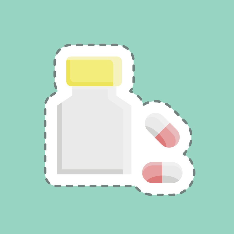 Sticker line cut Pills. suitable for medicine symbol. simple design editable. design template vector. simple illustration vector