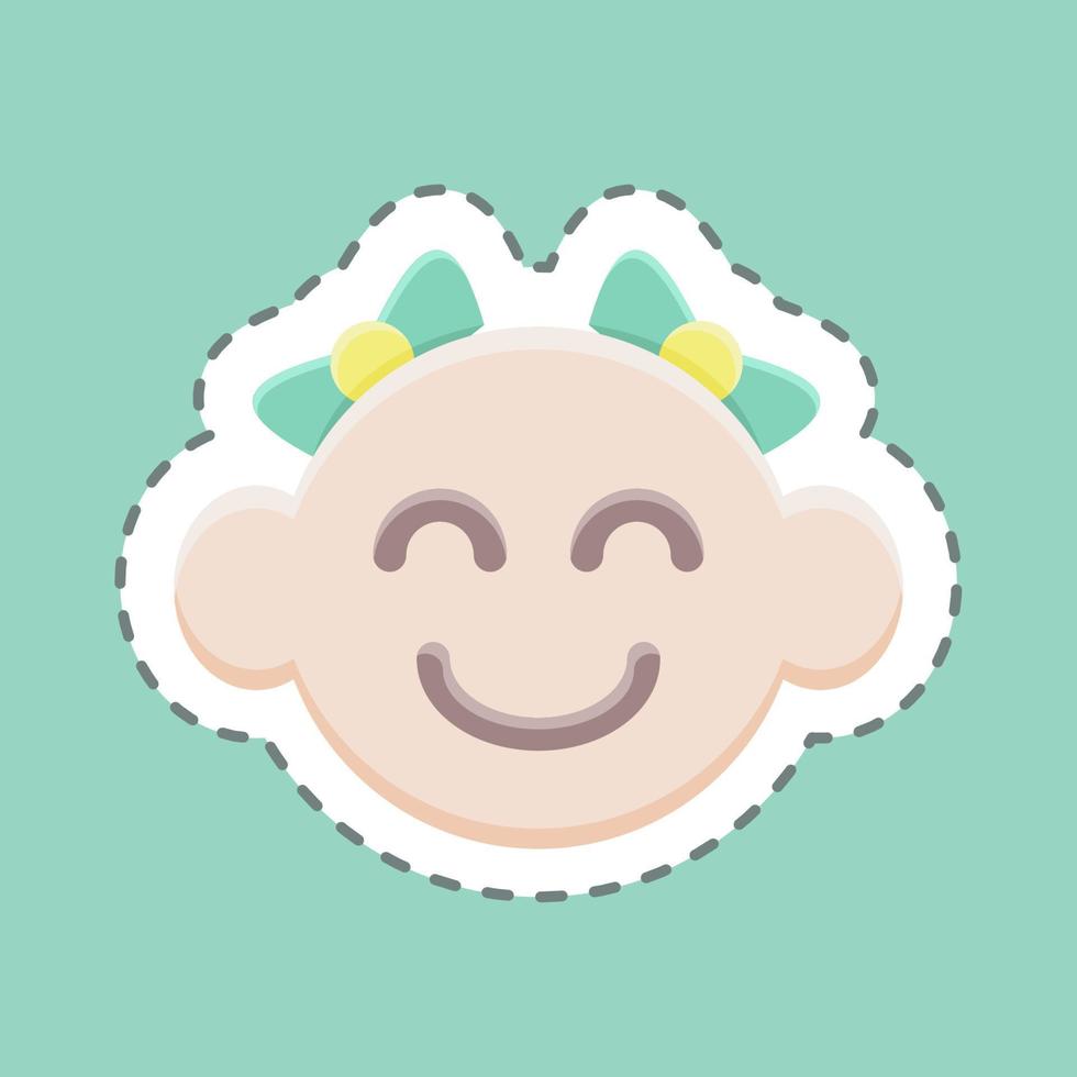 Sticker line cut Baby Girl. suitable for Kids symbol. simple design editable. design template vector. simple illustration vector