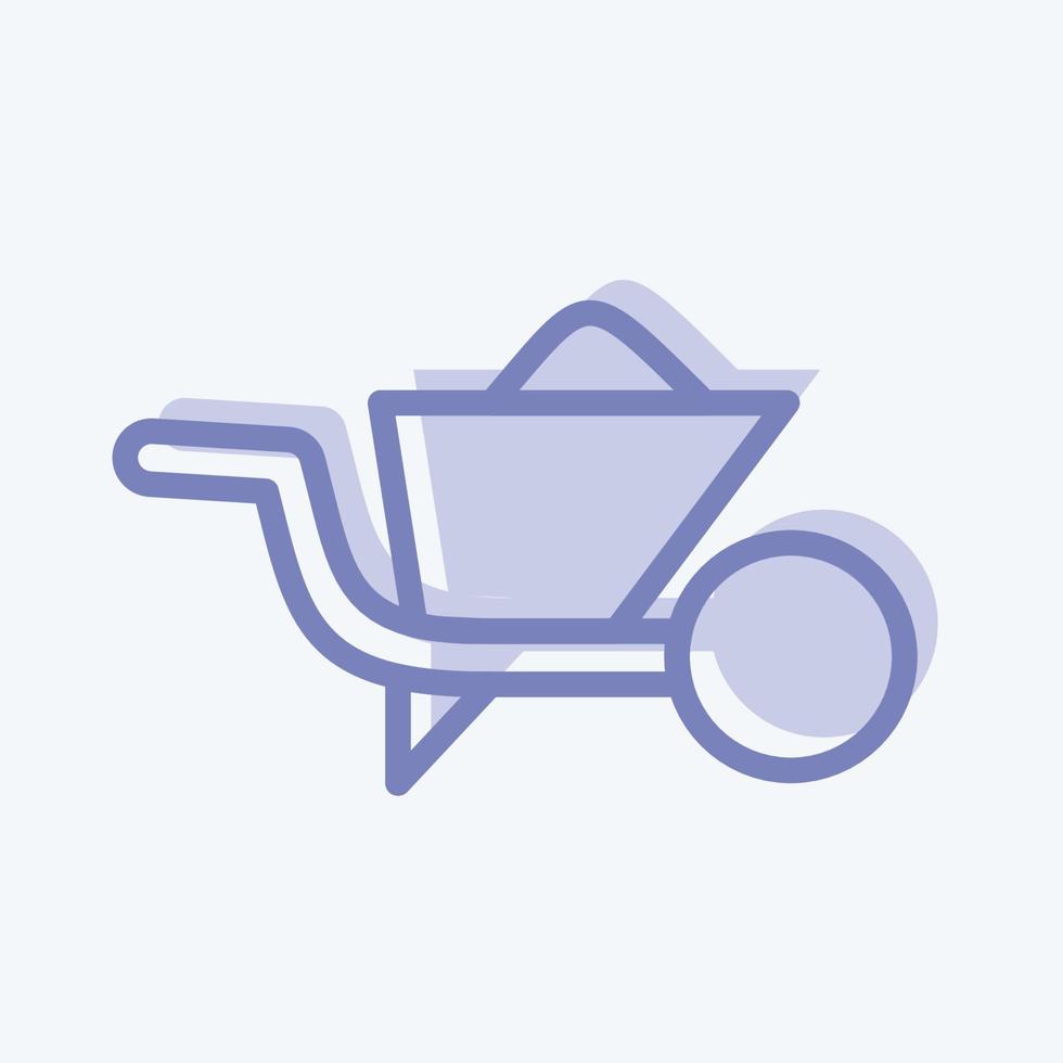 Icon Wheelbarrow. suitable for building symbol. two tone style. simple design editable. design template vector. simple illustration vector