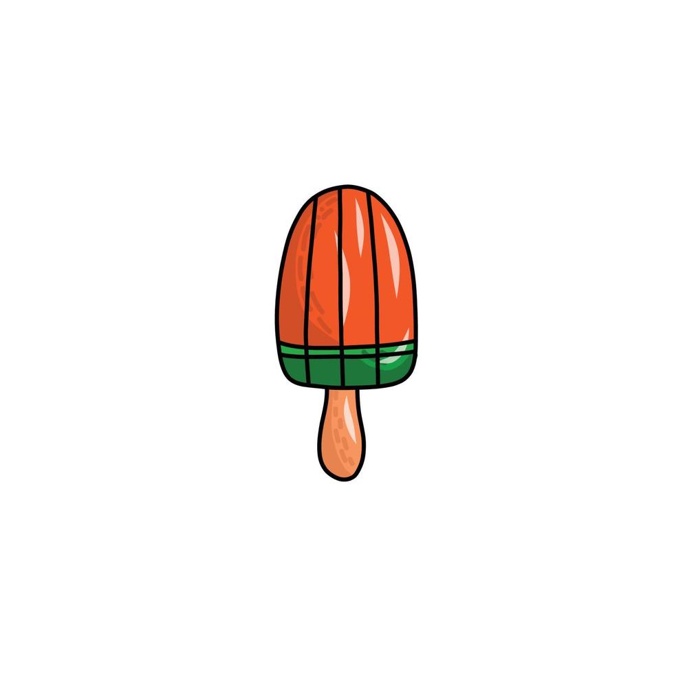 Ice cream on a stick in the form of a watermelon, cartoon illustration vector