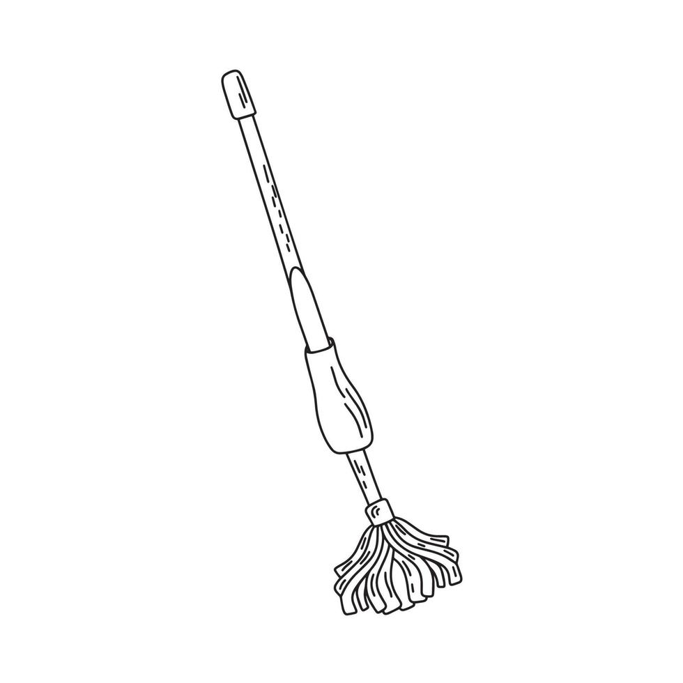 Outline of a mop with a rag, vector illustration