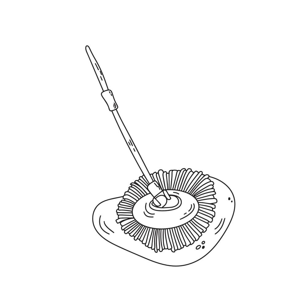 mop cleaning housework tool hygiene, doodle style vector