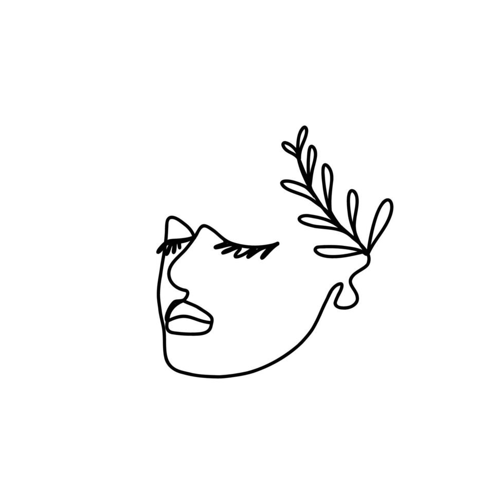 Abstract minimalistic linear sketch. Woman's face, vector