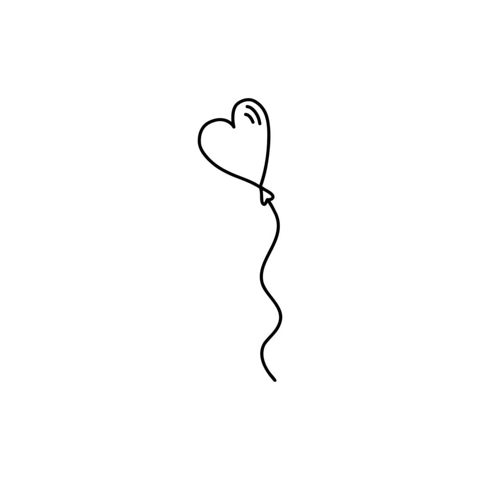 Single continuous line art balloon. Holiday festive present gift concept. Birthday party decoration helium balloon silhouette design. One sketch outline drawing vector illustration