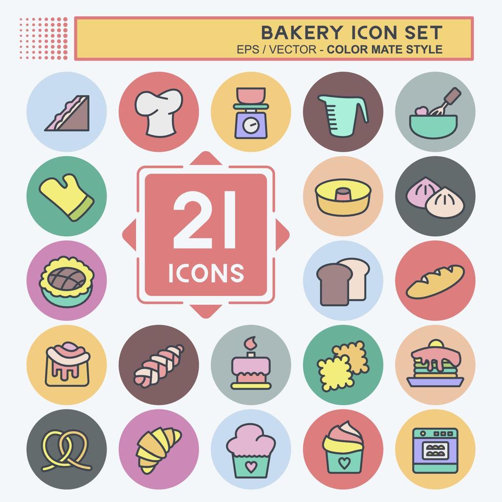 Icon Set Bakery. suitable for Bakery symbol. color mate style. simple design editable. design template vector. simple illustration vector