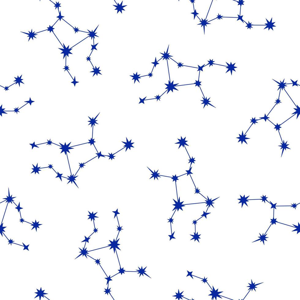 Zodiac Virgo constellation seamless pattern simple vector illustration, astrology horoscope symbol for future events prediction, stars connected with lines