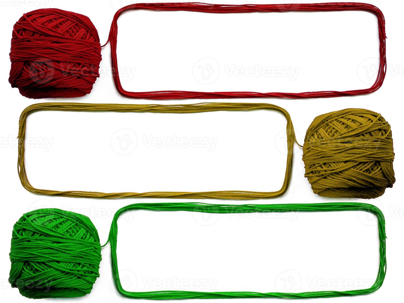 Colorful threads isolated on white background photo