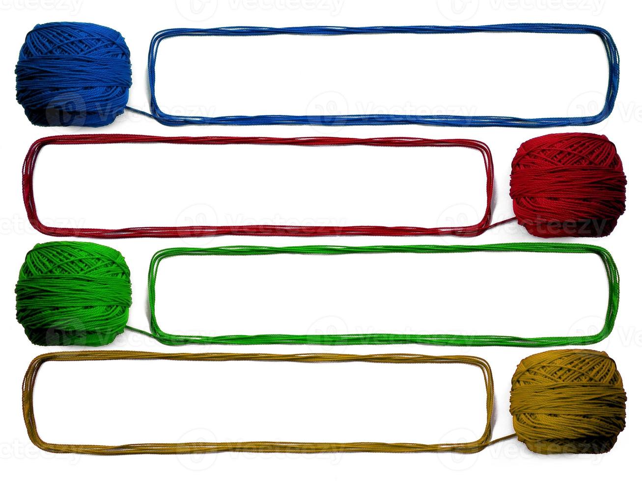 Colorful threads isolated on white background photo