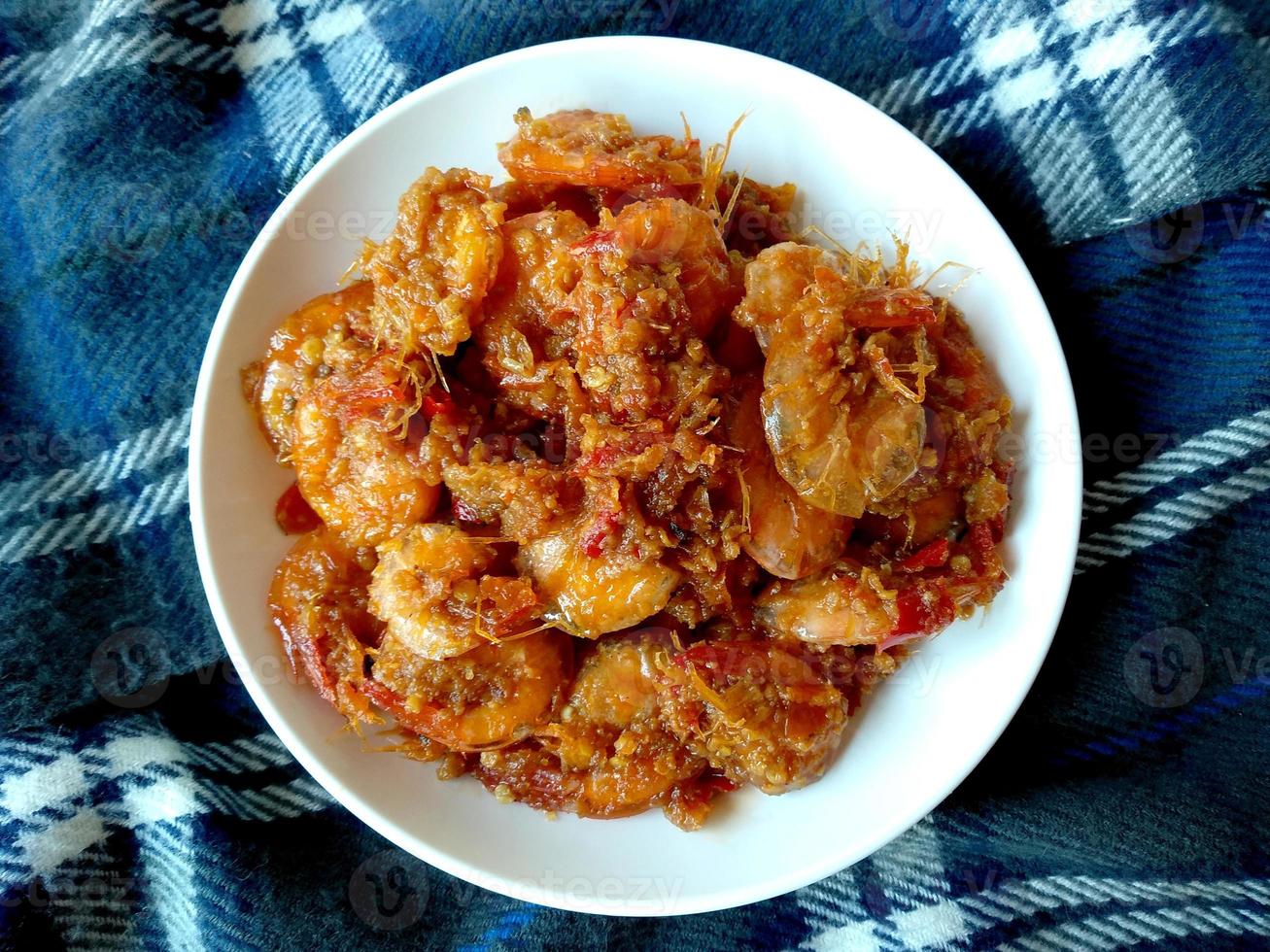 fried shrimp on a plate. Indonesian culinary food photo