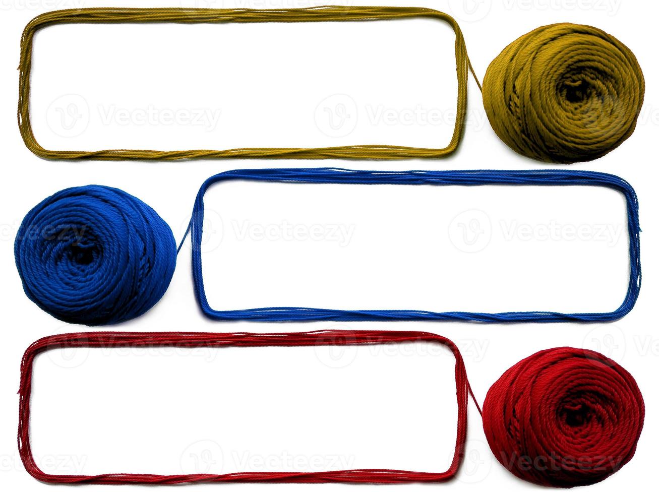 Colorful threads isolated on white background photo