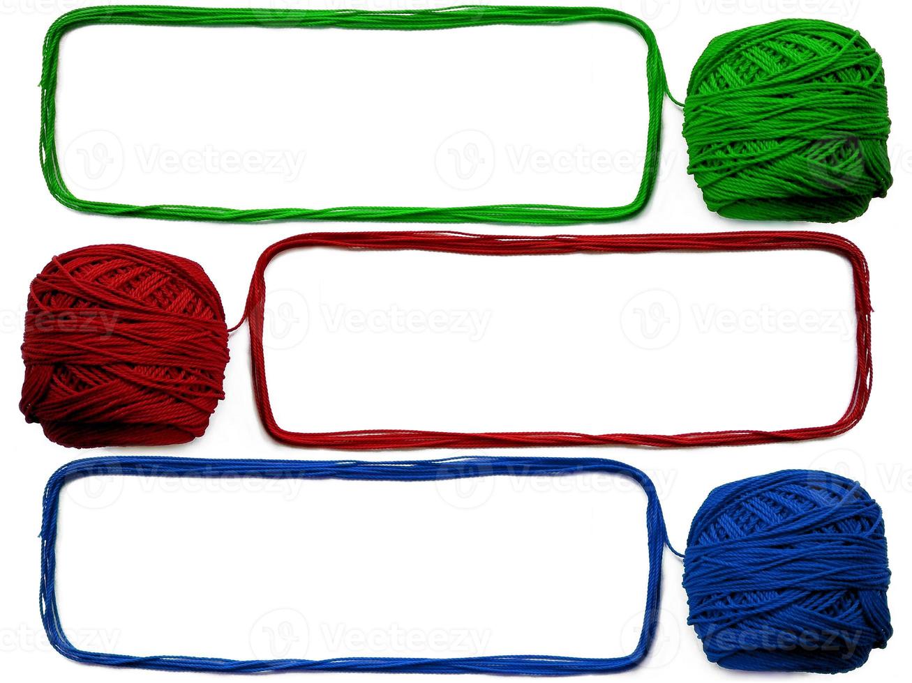 Colorful threads isolated on white background photo