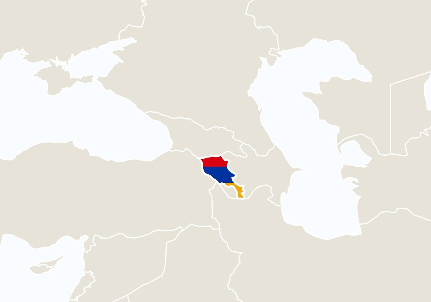 europa con mapa de armenia resaltado. vector