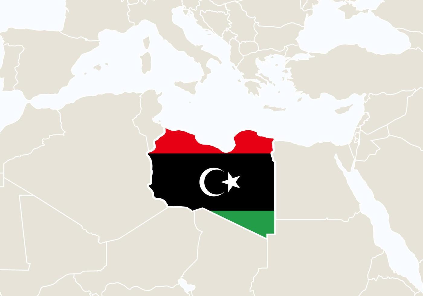 Africa with highlighted Libya map. vector