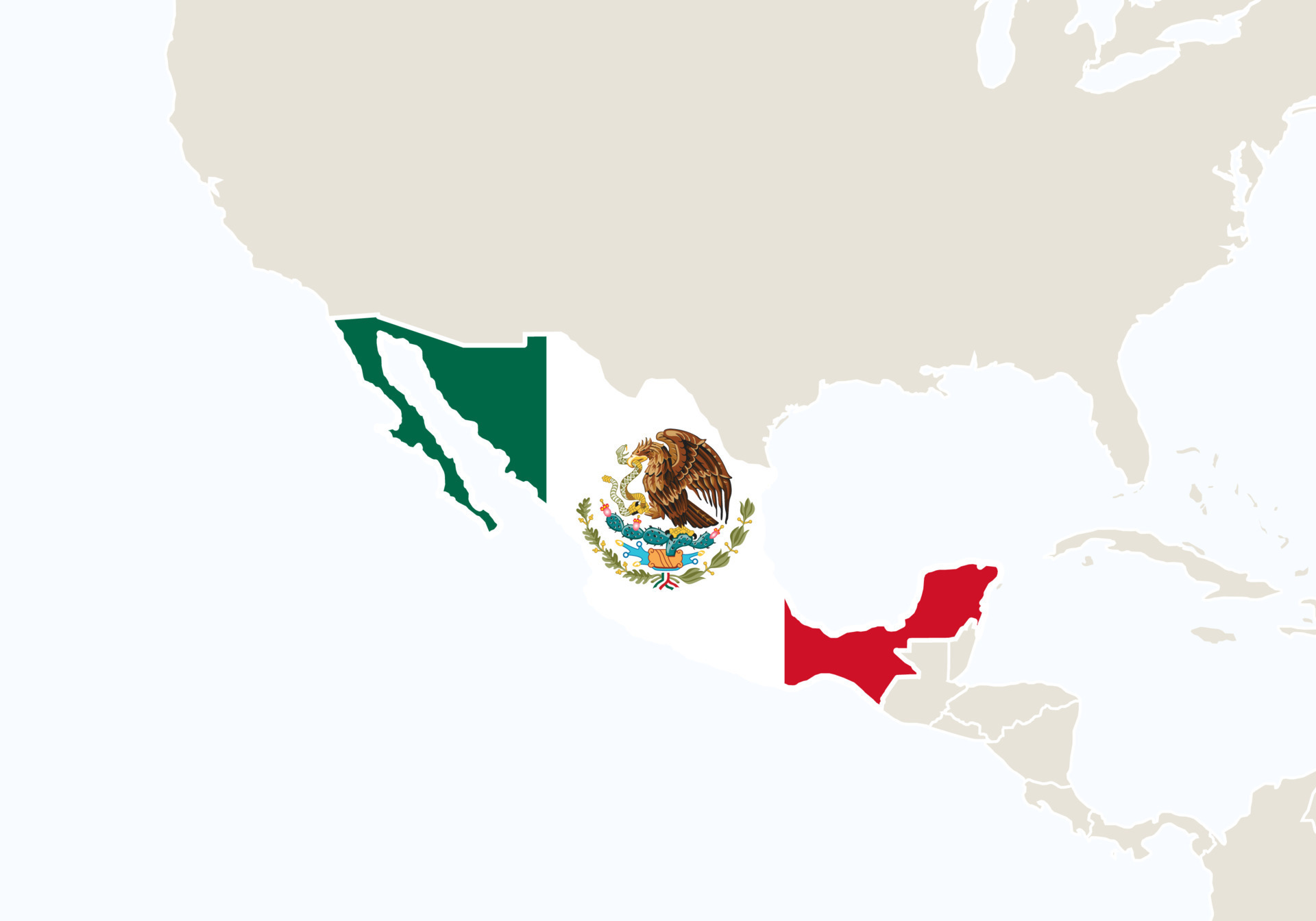 Central America with highlighted - Central America With Highlighted Mexico Map Vector