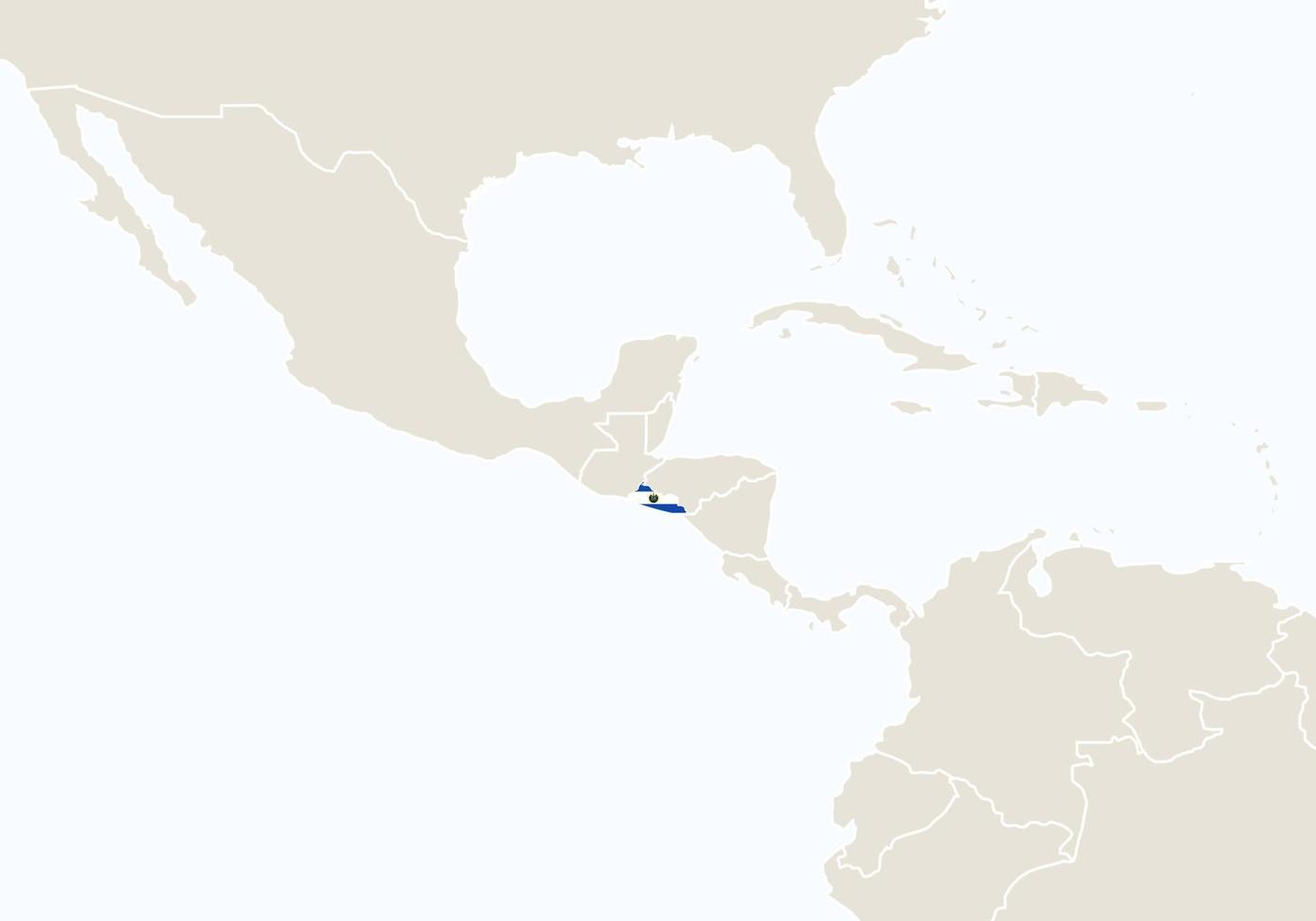 South America with highlighted El Salvador map. vector