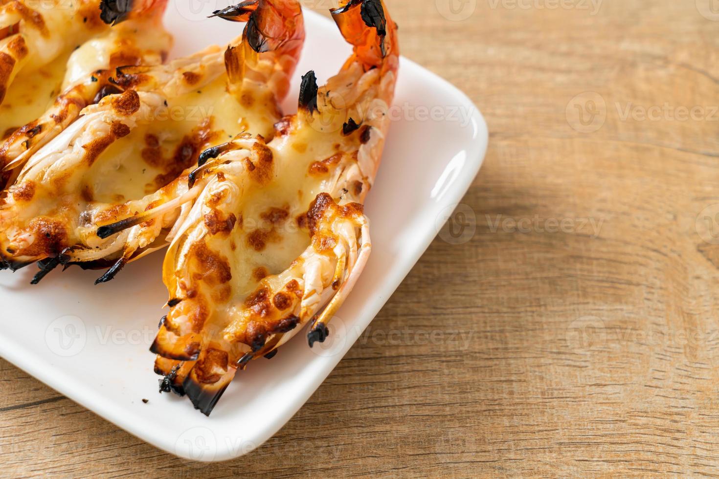 grilled river prawns or shrimps with cheese photo