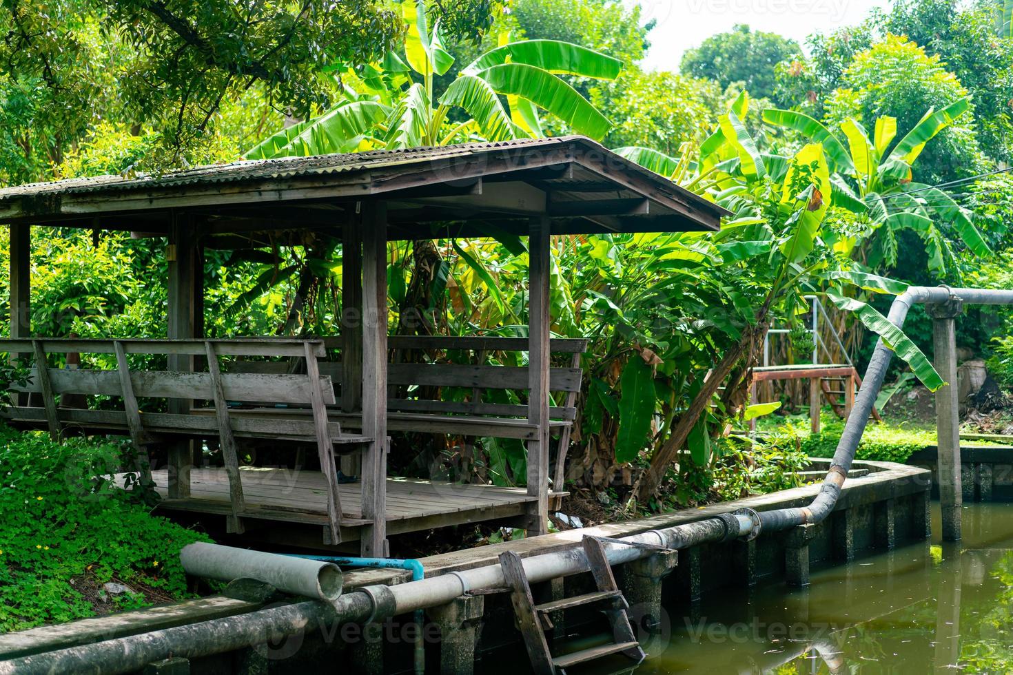 wooden pavilion by the canal photo
