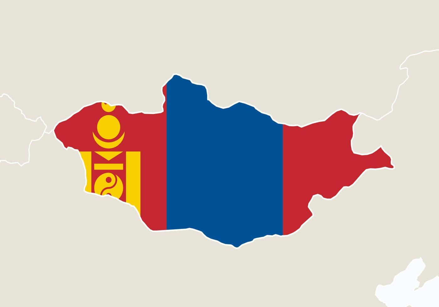 Asia with highlighted Mongolia map. vector