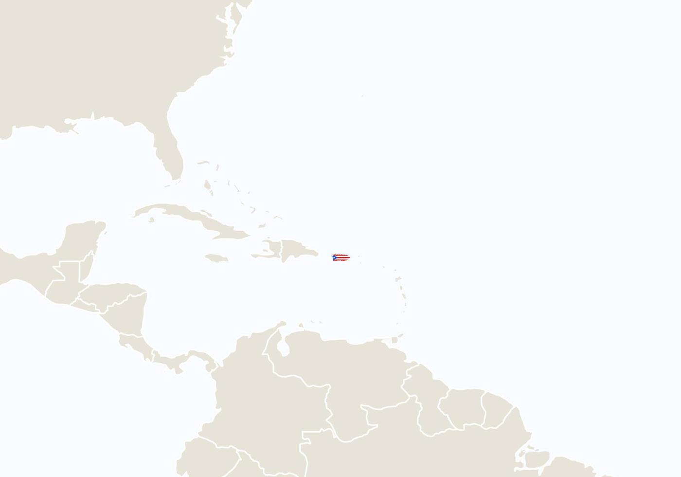 américa del sur con el mapa de puerto rico resaltado. vector