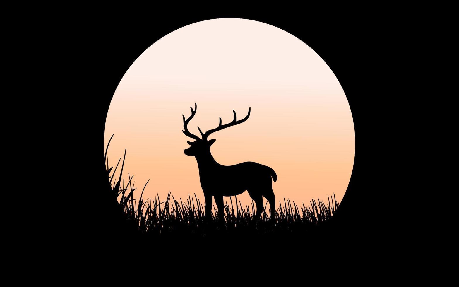 Deer silhouette on full moon vector