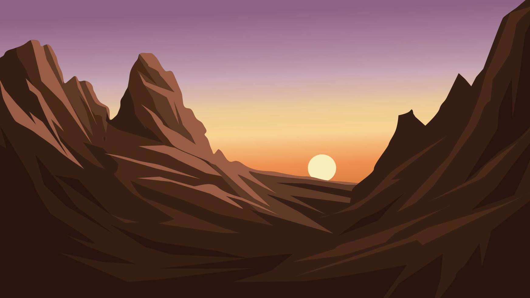 Sunset panorama at mountain peak vector