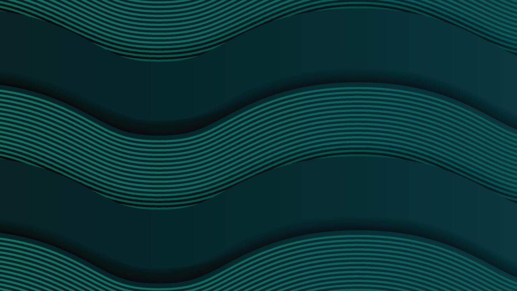 3D modern wavy lines on dark background. Overlap curve lines texture creative design. Vector illustrationwavy lines background