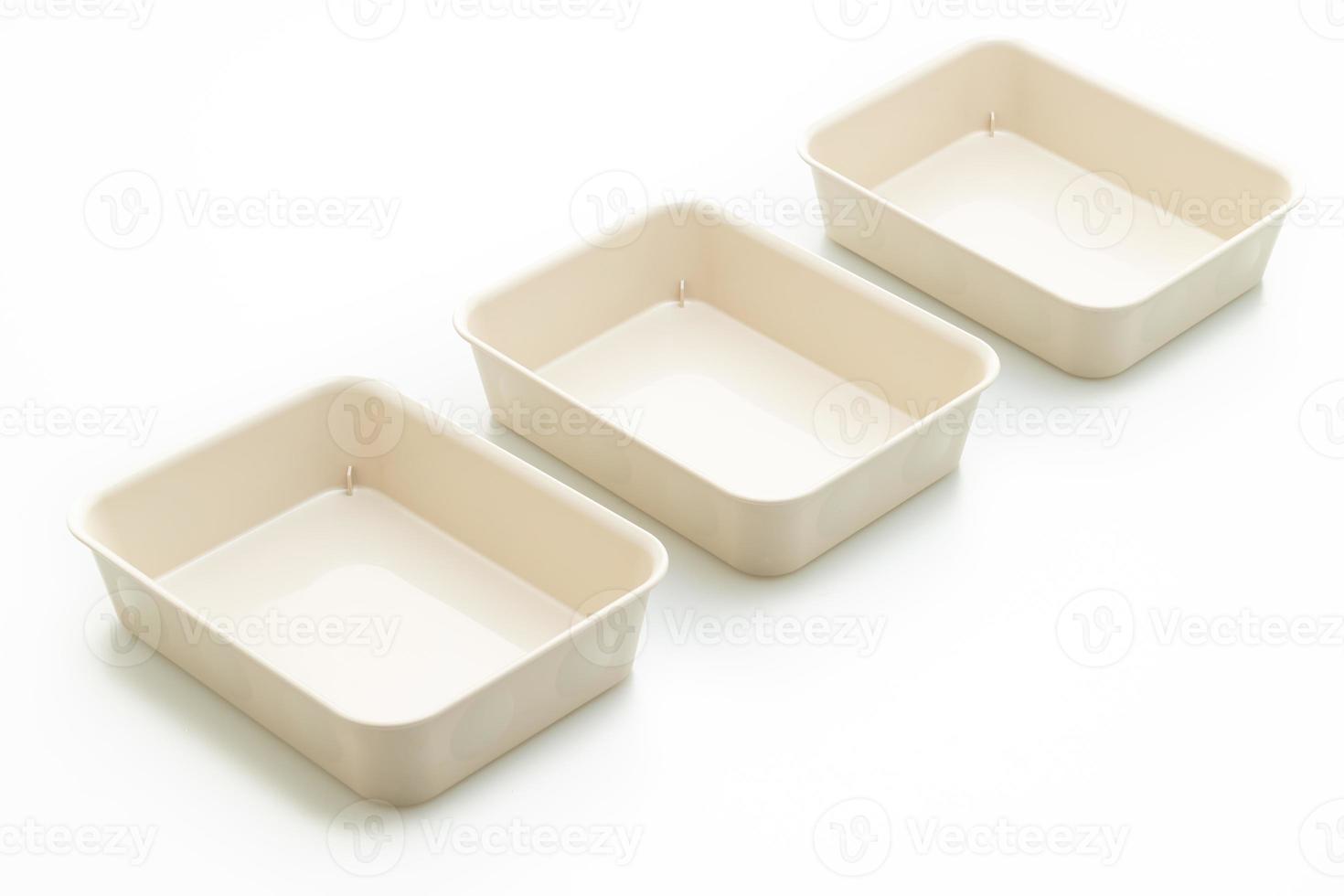 plastic tray or plastic box on white background photo