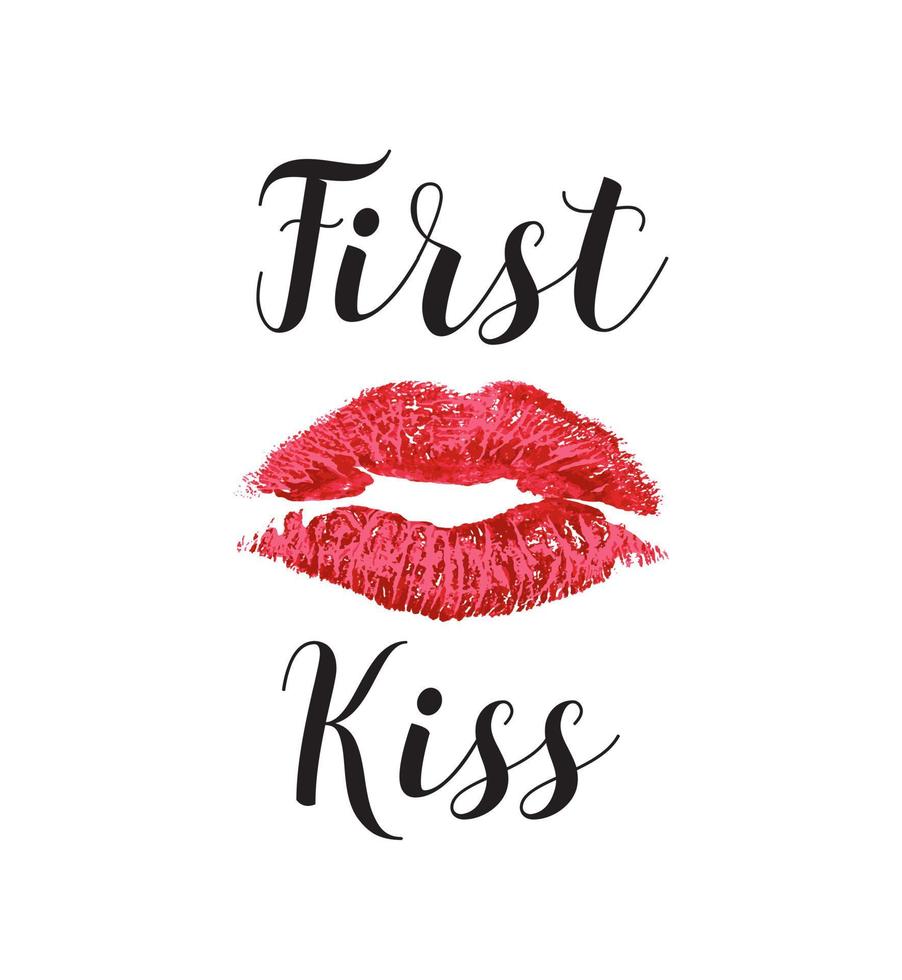 First kiss vector illustration of a red lips