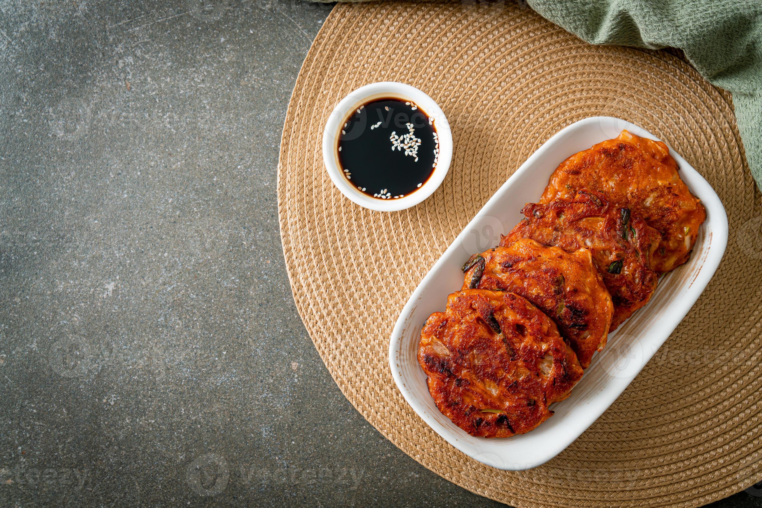 Korean Kimchi pancake or Kimchijeon Fried Mixed Egg, Kimchi, and
