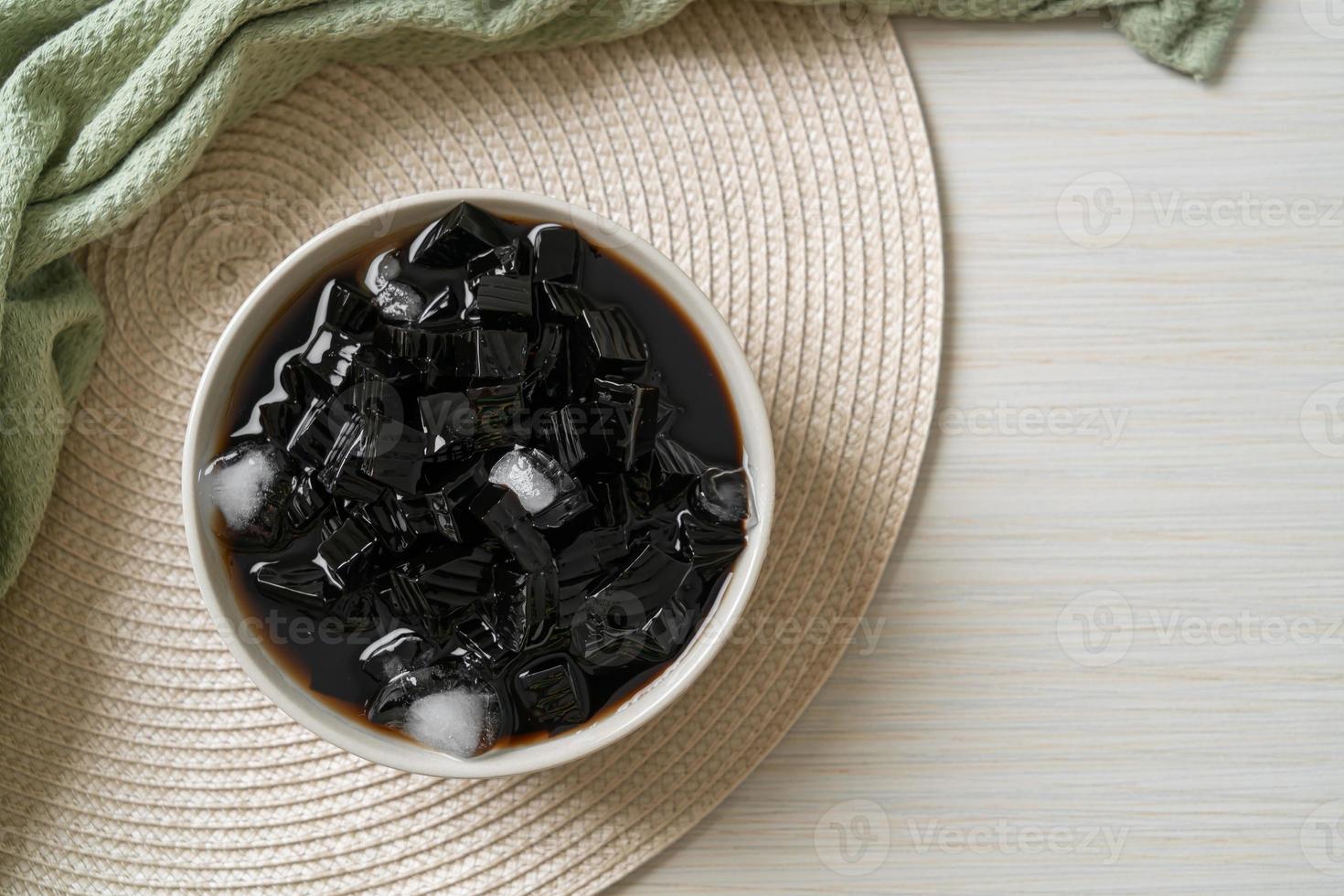 Black grass jelly with ice photo