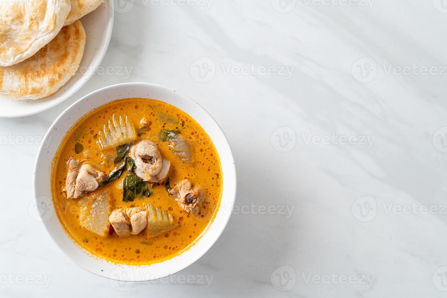 Chicken curry soup with roti photo