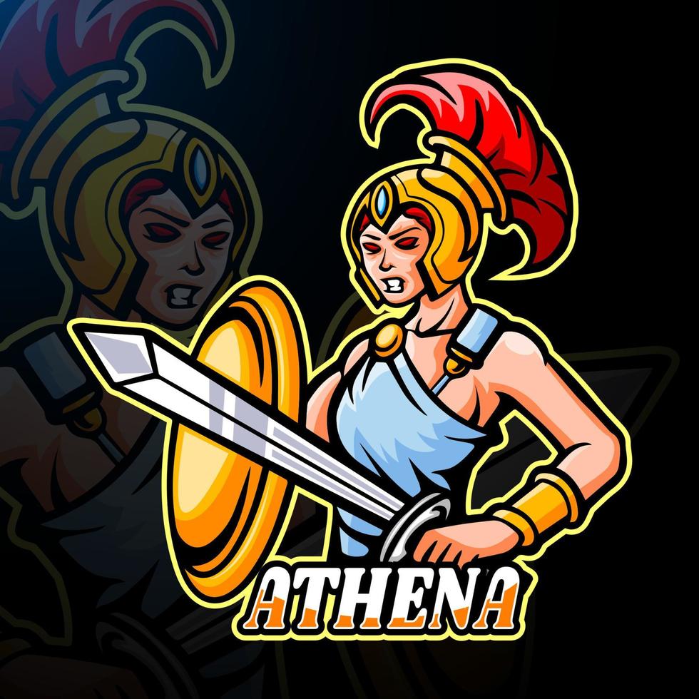 Athena esport logo mascot design vector