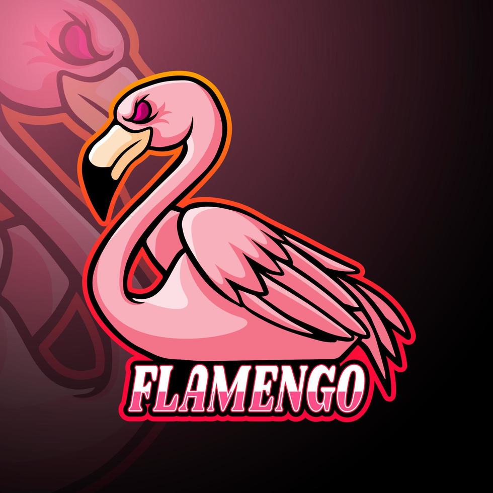 diseño de la mascota del logotipo de flamingo esport vector