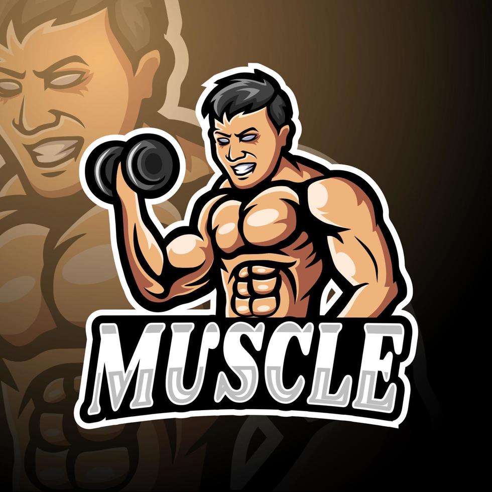 Muscle esport logo mascot design vector