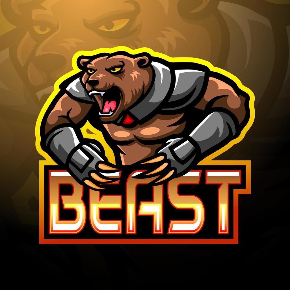 diseño de mascota de logotipo de esport de oso bestia vector