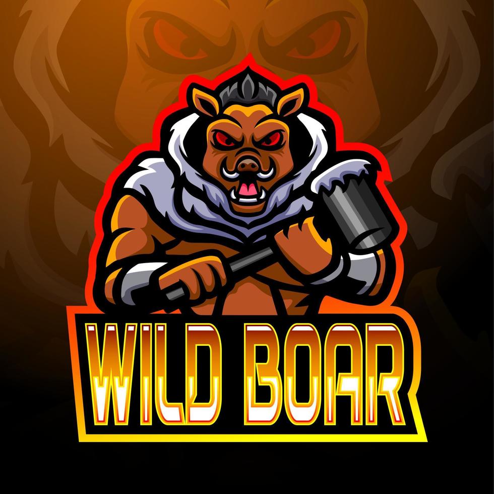 Wild boar esport logo mascot design vector