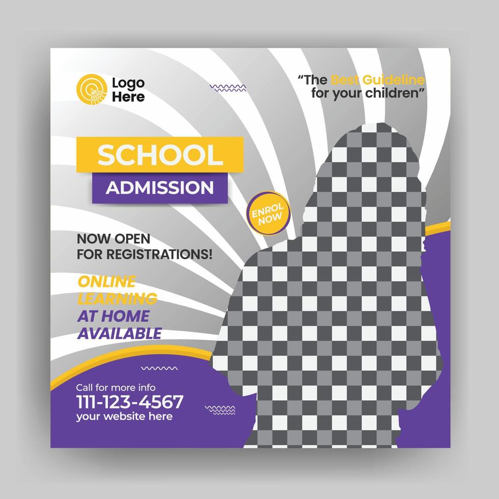 School admission social media banner design vector