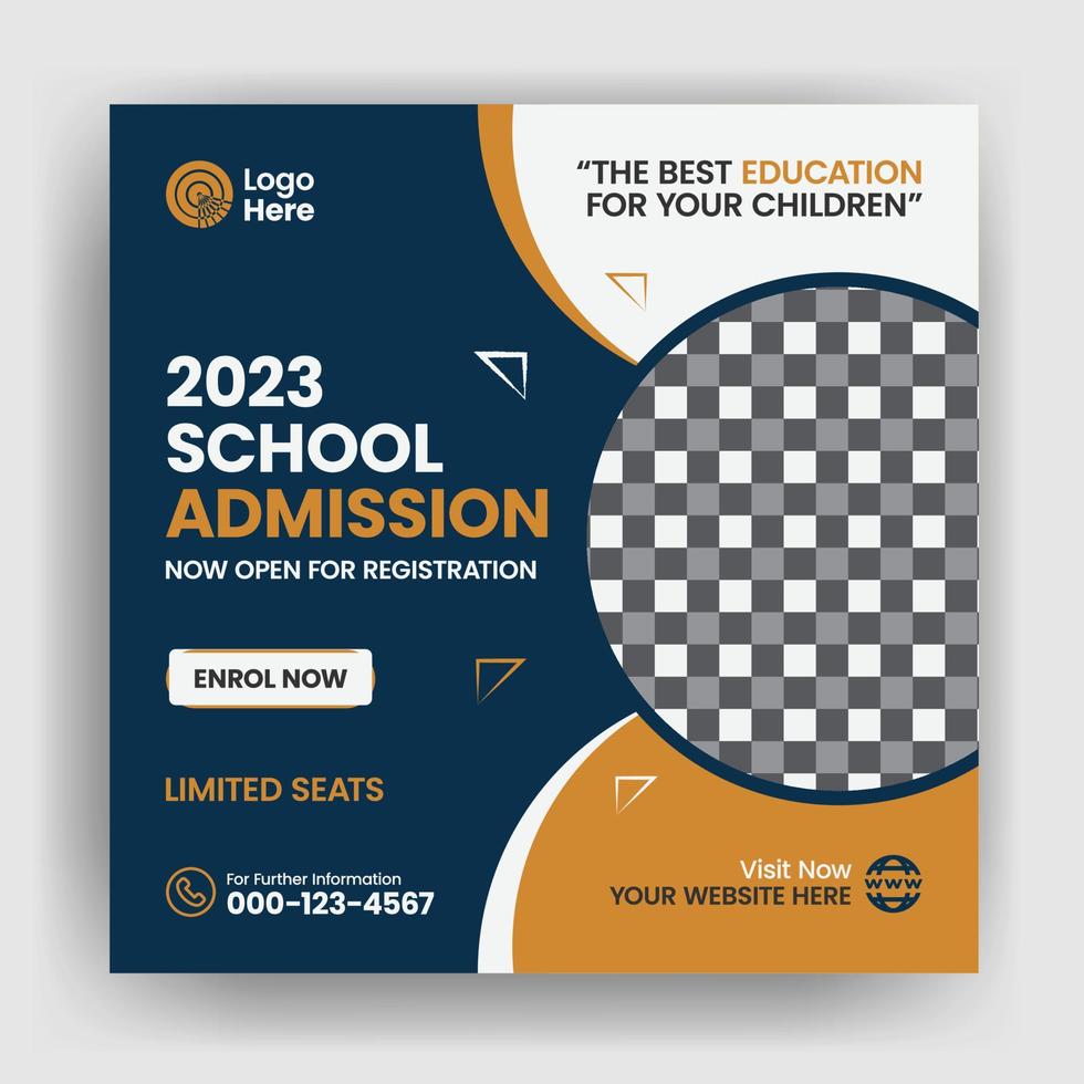 School admission social media banner design vector