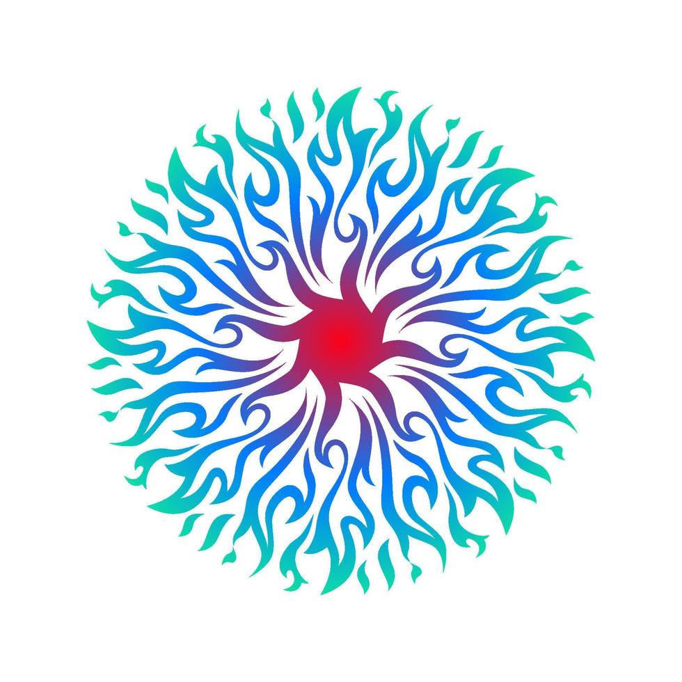 círculo de fuego, diseño de mandala estilo fuego, símbolo de dios del fuego, símbolo de poder de fuego, mandala de fuego, quemar vector