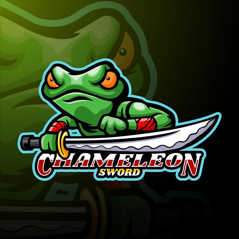 Chameleon esport logo mascot design vector