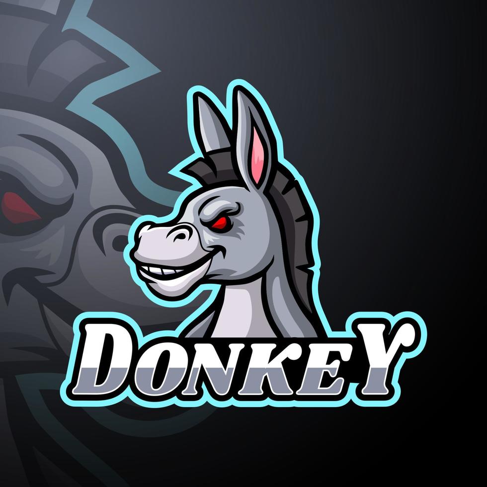 Donkey esport logo mascot design vector