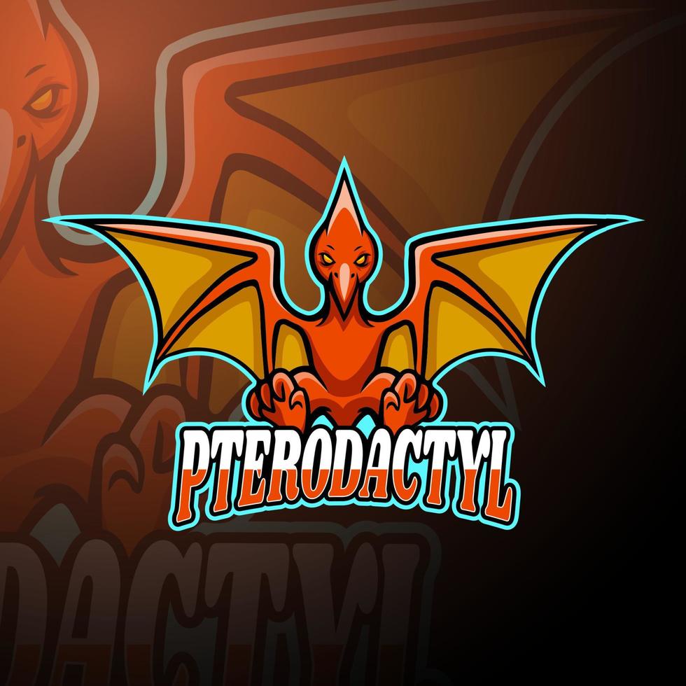 Pterodactyl esport logo mascot design vector