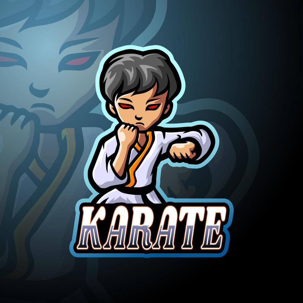 Karate esport logo mascot design vector