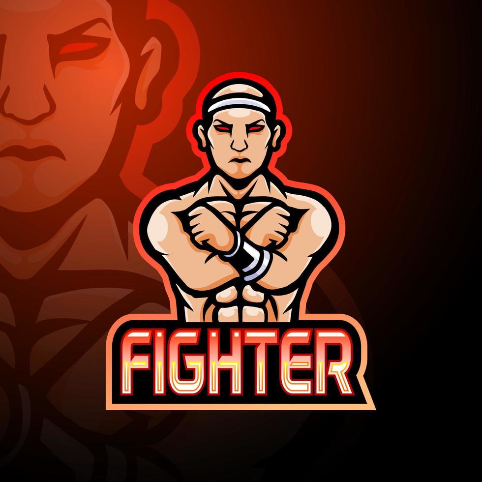 Fighter esport logo mascot design vector