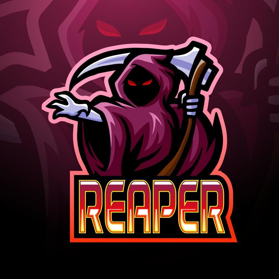 diseño de la mascota del logotipo de reaper esport vector