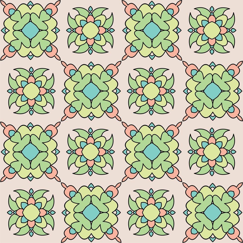 Batik motifs with floral themes and soft colors vector