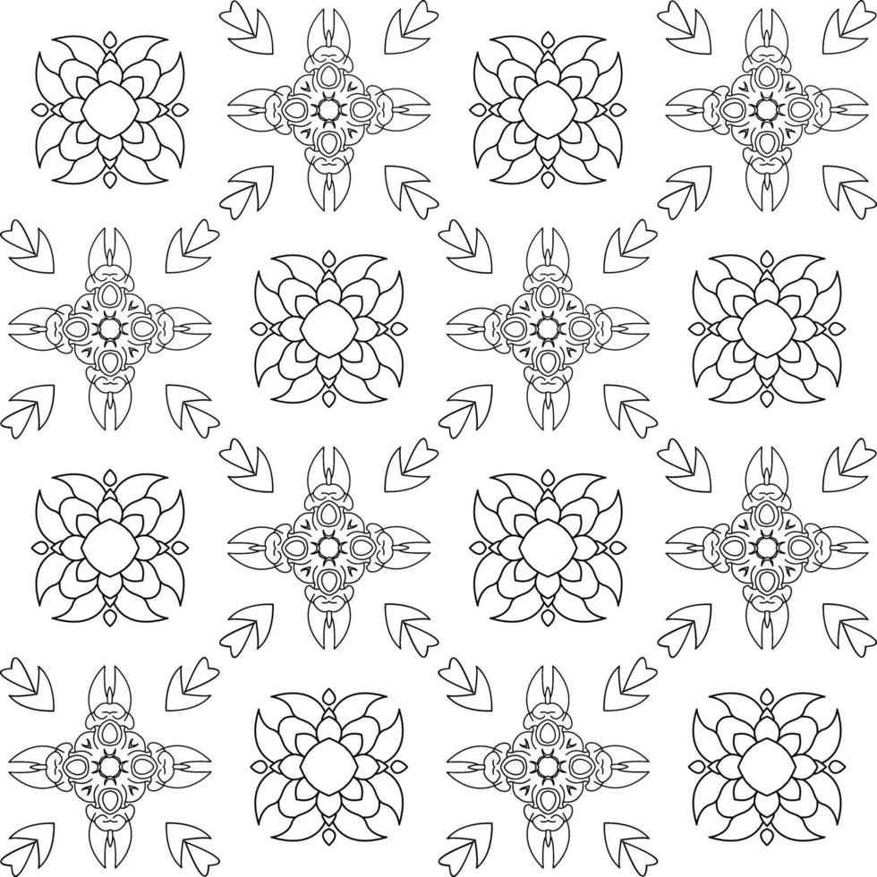 black and white sketch of flora and fauna batik. can be used for various purposes vector