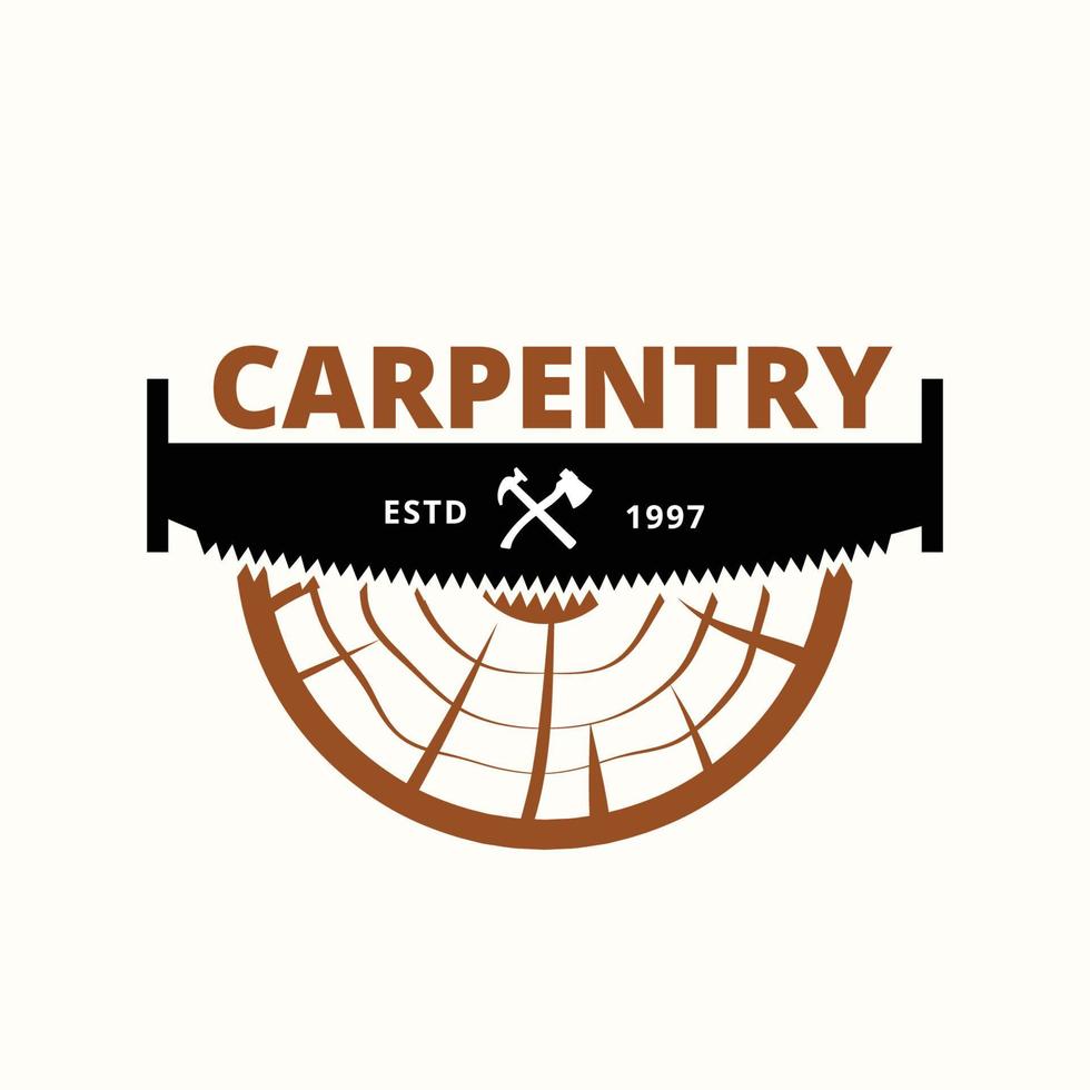 logotipo de la empresa de industrias madereras con el concepto de sierras y carpintería y estilo clásico y moderno vector